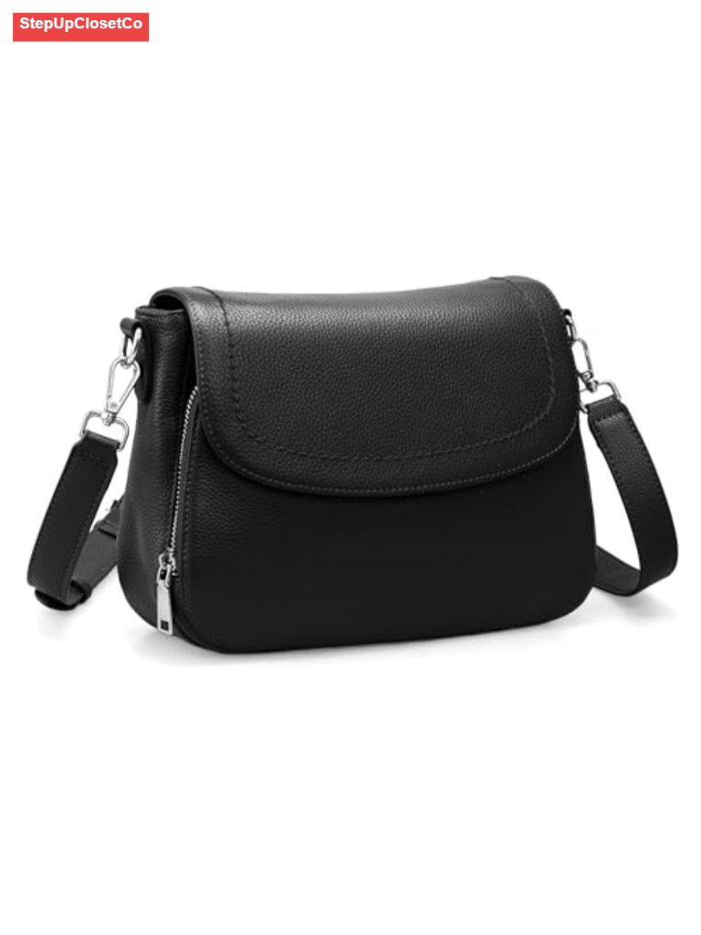 Genuine Leather Saddle Crossbody Bag With Rfid Wallet